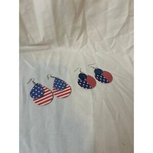 American Flag Earrings Patriotic‎ USA Fourth of July Dangle Drop Earrings